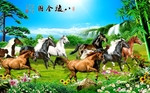 国画八骏图