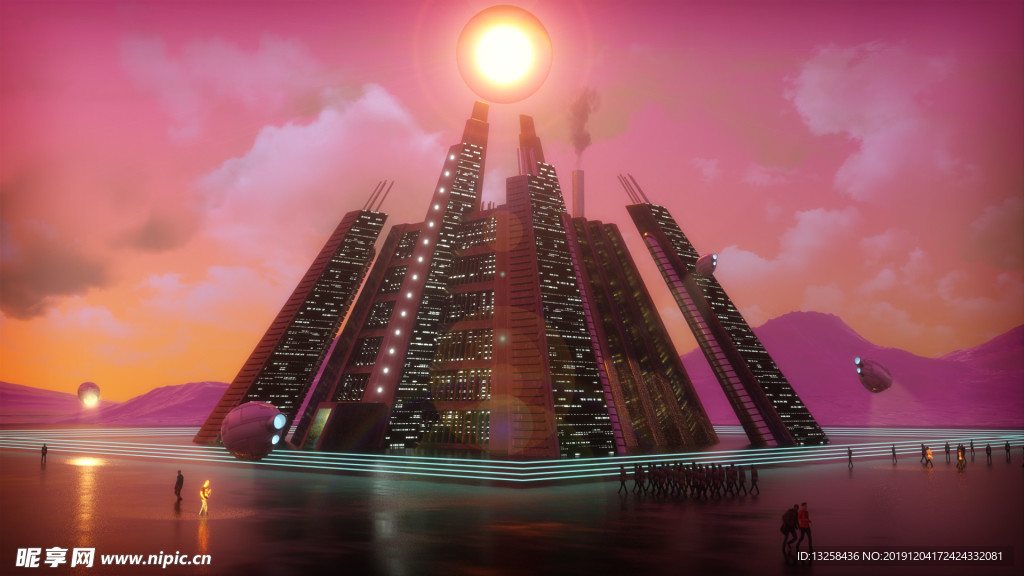 彩色 建筑 风景 插画 背景