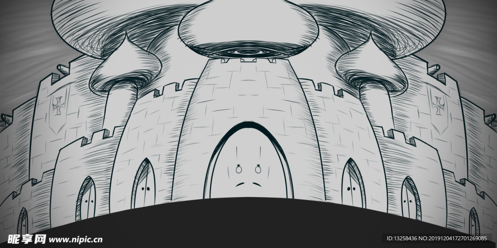 城堡 建筑 素描 卡通 背景