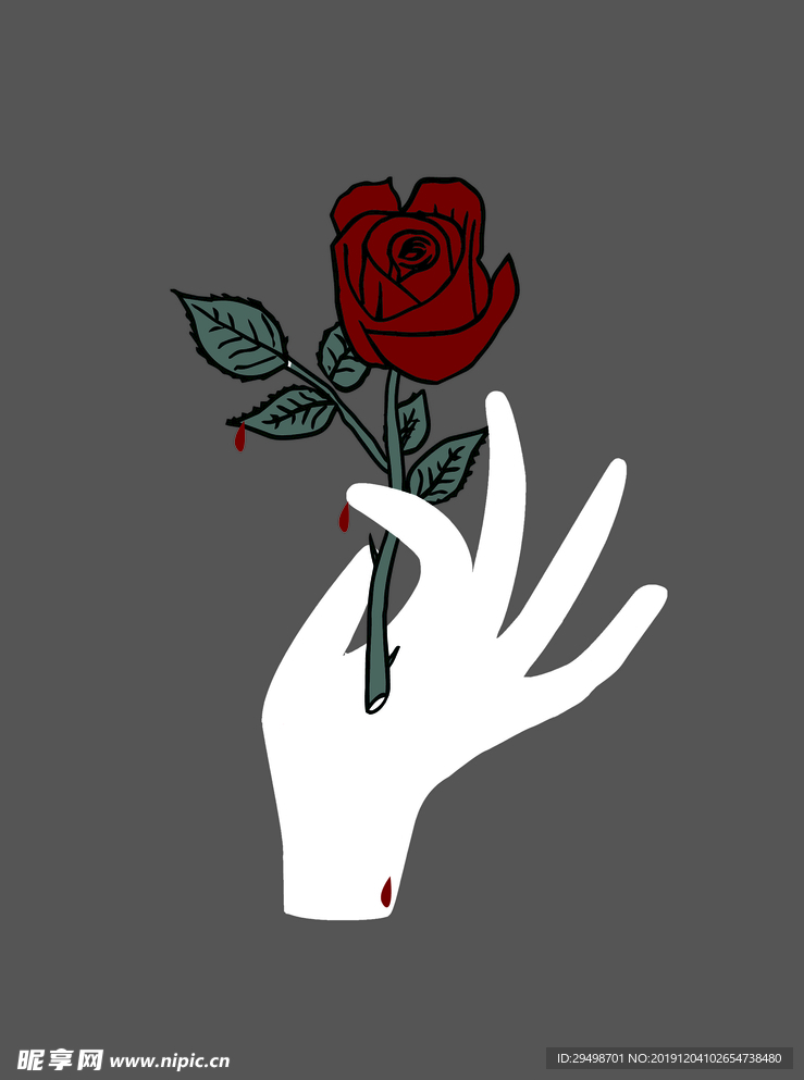 手拿玫瑰