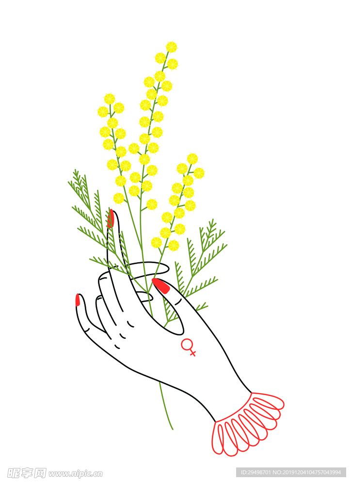 手拿小花