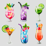 水彩手绘果汁鸡尾酒