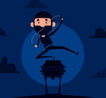 创意夜晚黑衣忍者矢量素材