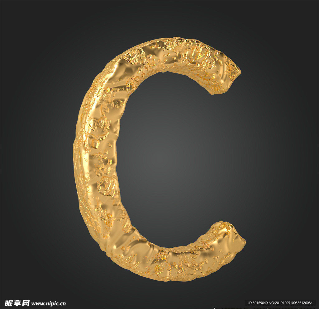 金属质感立体字母C