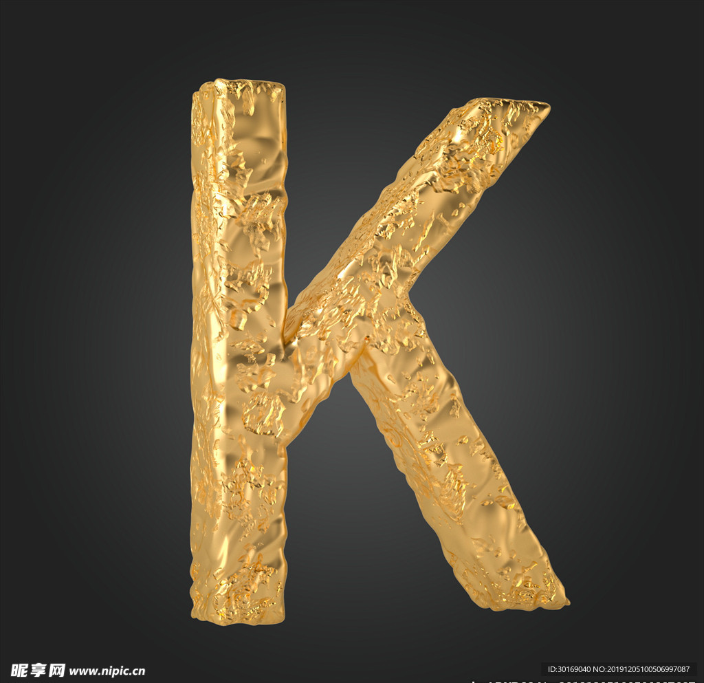 金属质感立体字母K