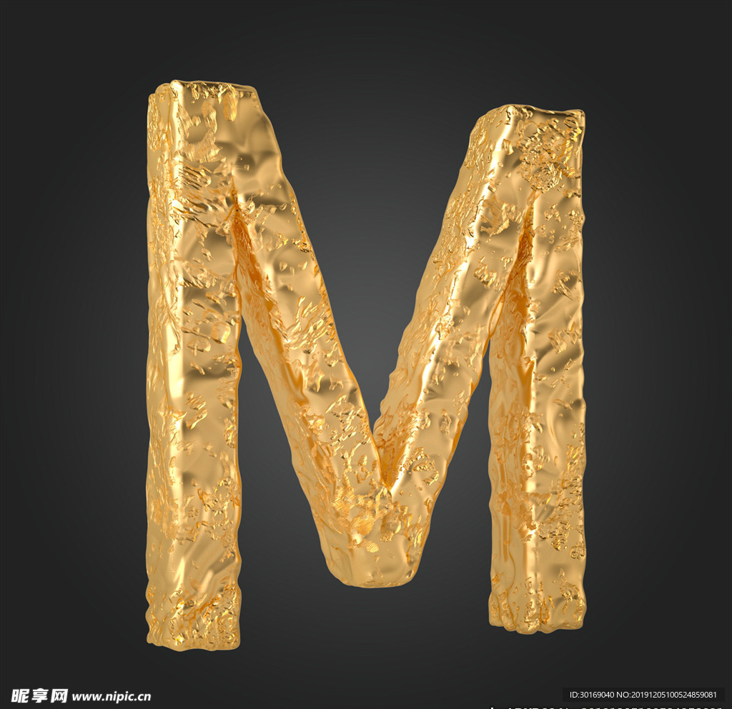 金属质感立体字母M