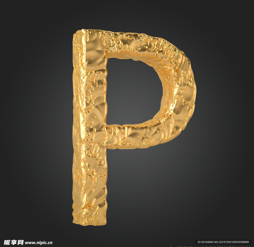 金属质感立体字母P