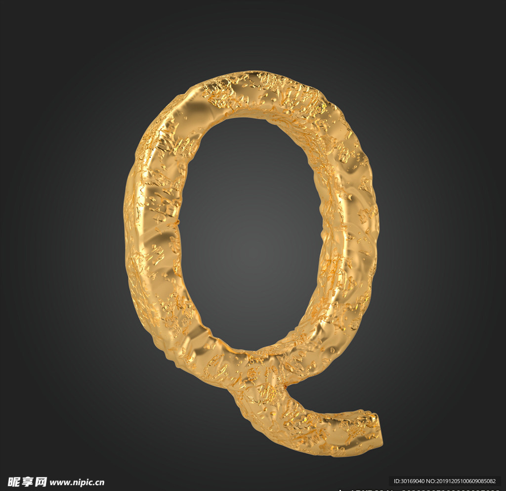 金属质感立体字母Q