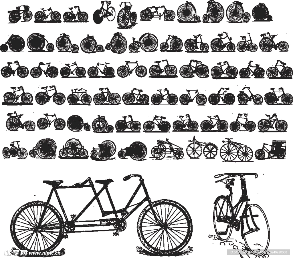 素描线稿自行车