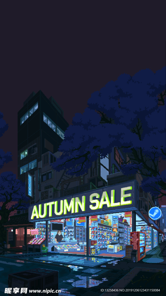 彩色 建筑 插画 夜景 灯光