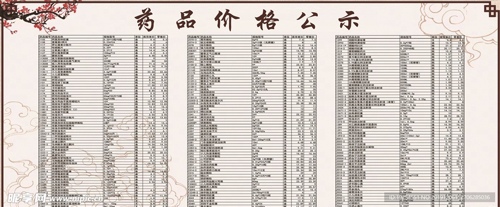 中医价格公示