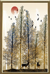 现代抽象森林麋鹿装饰画