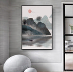 轻奢大气淡彩山川装饰画