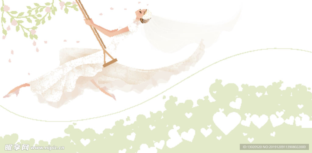 卡通情侣婚纱插画