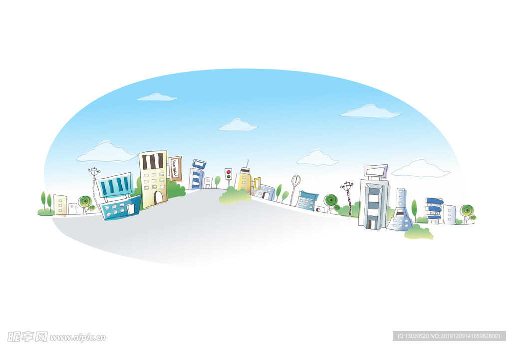 城市线条风景插画