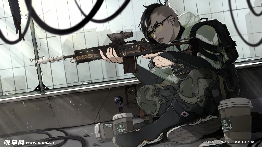 彩色 人物 插画 动漫 背景