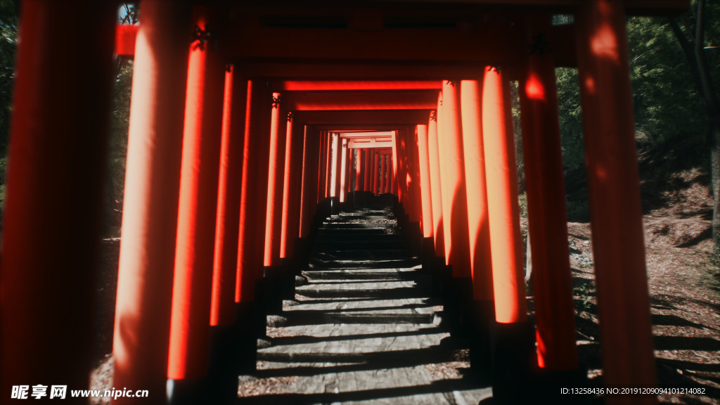 走廊 建筑 风景 木柱 背景