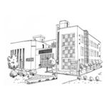 速写 建筑 楼房 办公设施 画