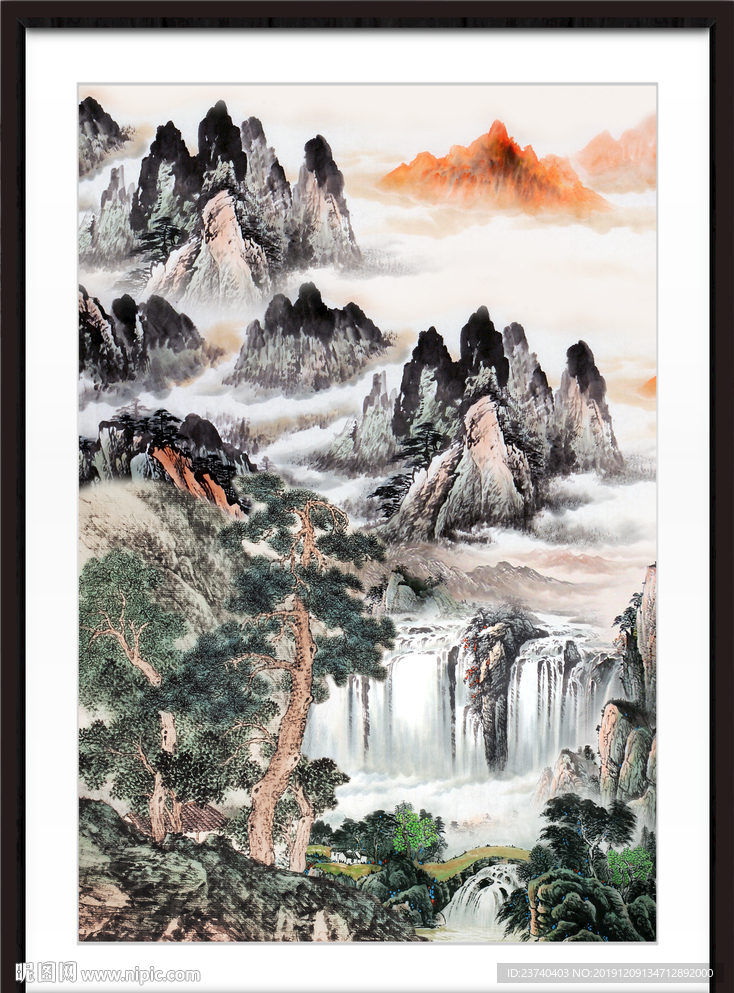 山水瀑布