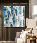 蓝色大理石羽毛装饰画