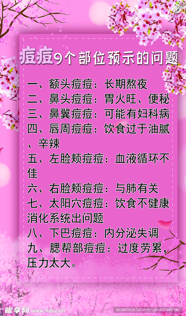 痘痘9个部位预示的问题