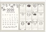 2020年新年日历小清新花卉