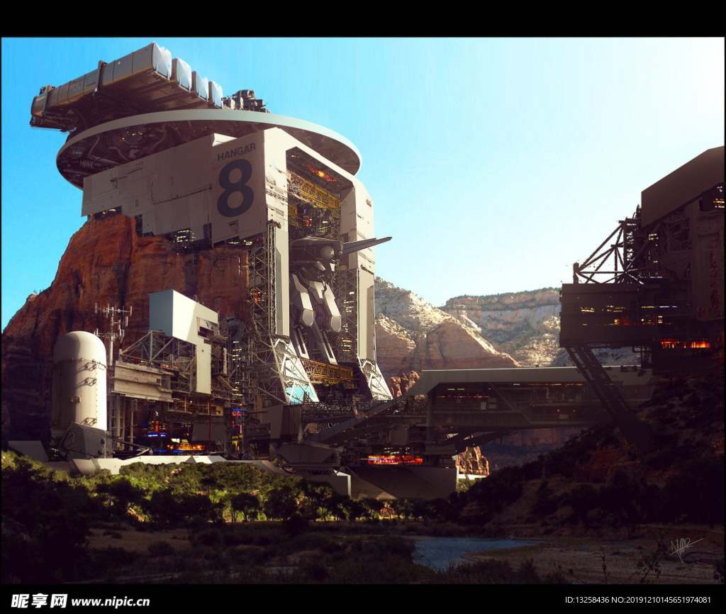 彩色 插画 机械 风景 背景