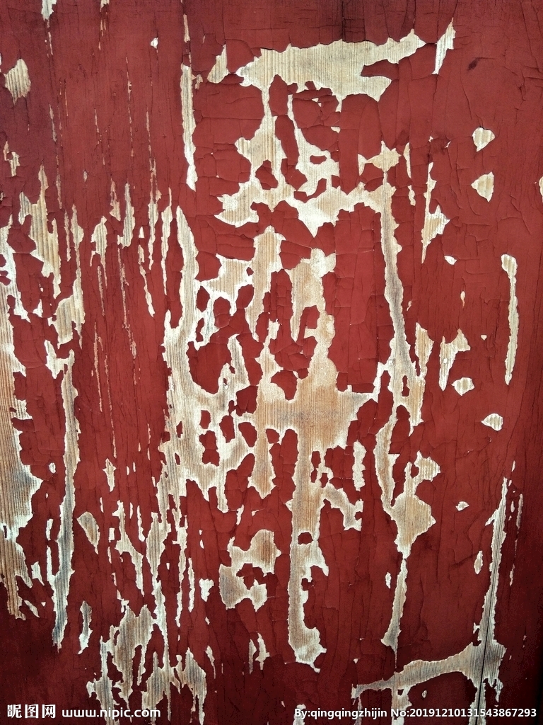古建筑柱子 斑驳纹理 红漆木