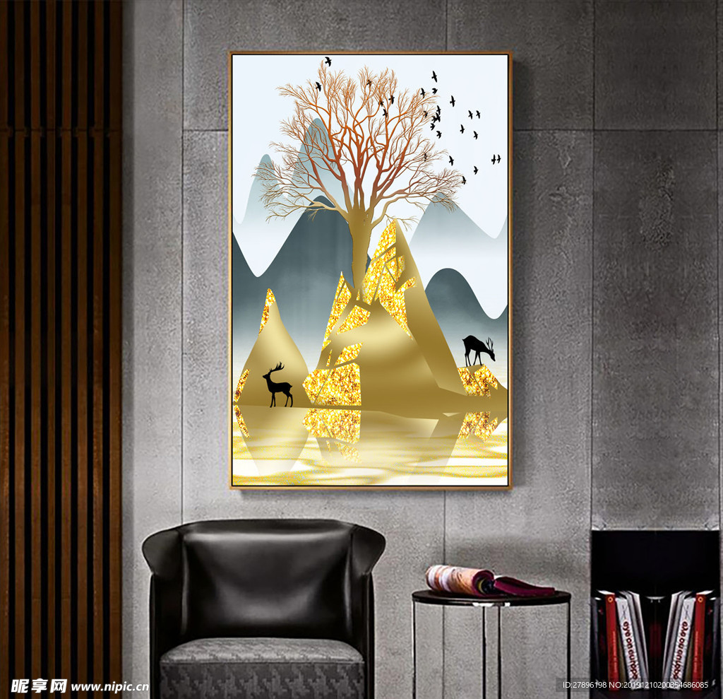 发财树麋鹿装饰画