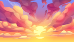 渐变夕阳天空插画
