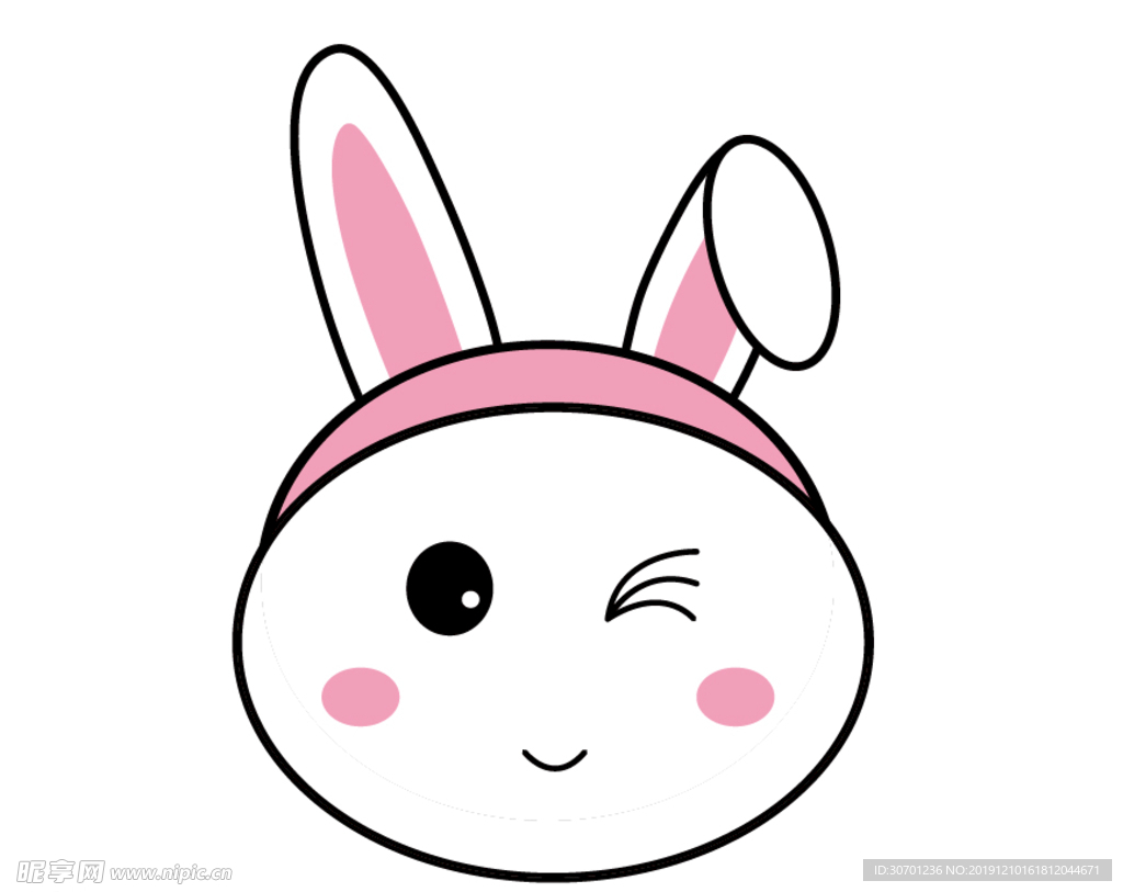 可爱的兔头野生动物插画图片素材_ID:300651424-Veer图库