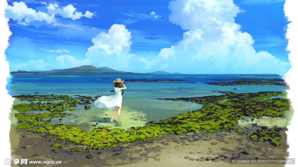 彩色 动漫 插画 人物 风景
