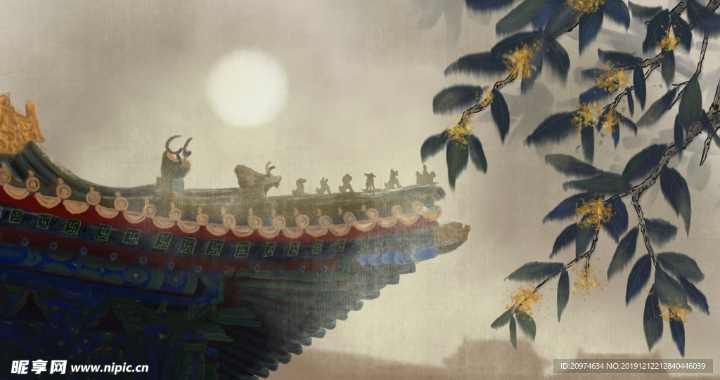 中国风建筑插画