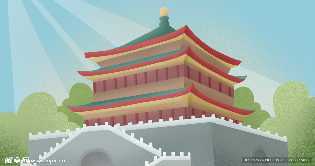 中国风建筑插画