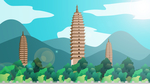 中国风建筑插画