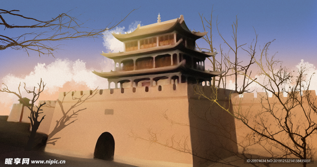 中国风建筑插画