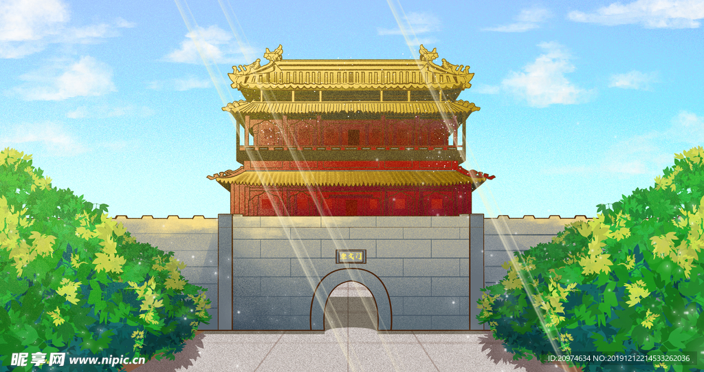 中国风建筑插画