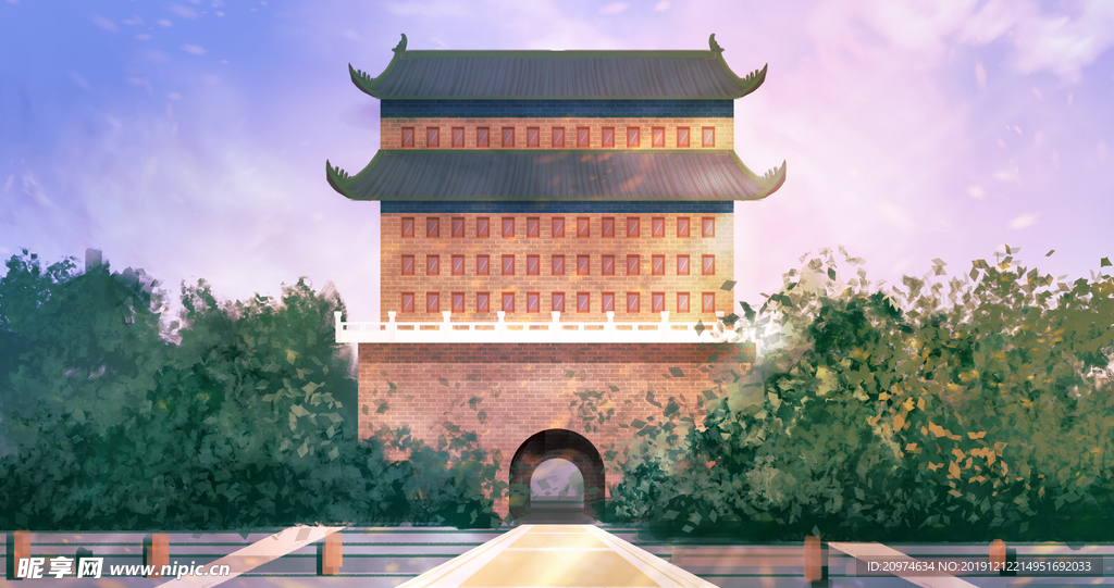 中国风建筑插画