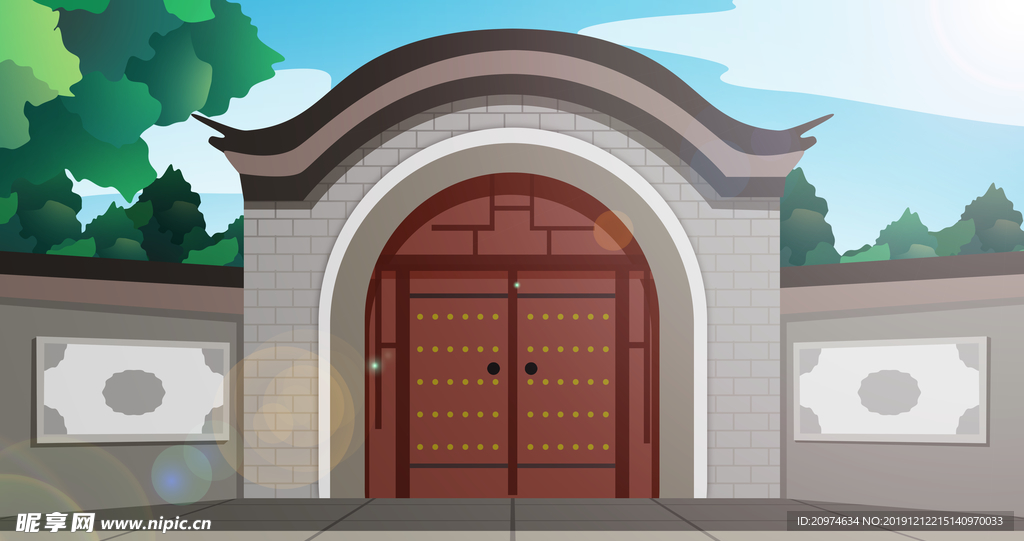 中国风建筑插画