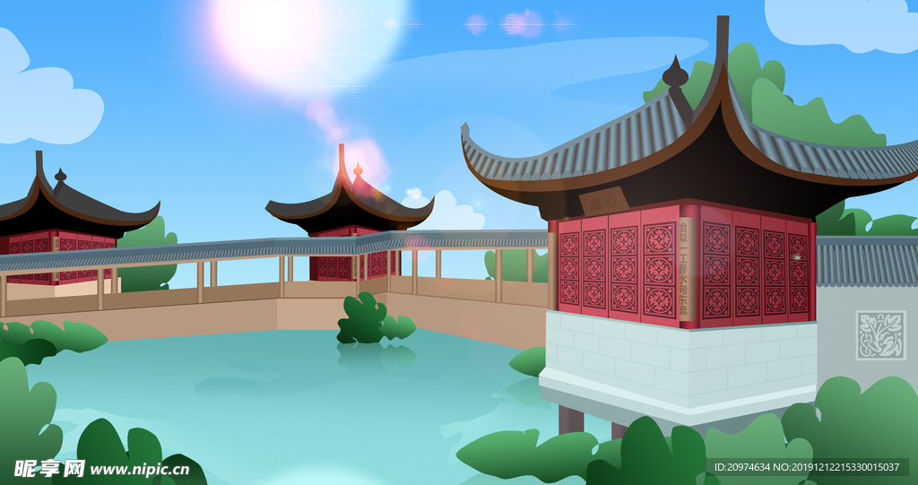 中国风建筑插画