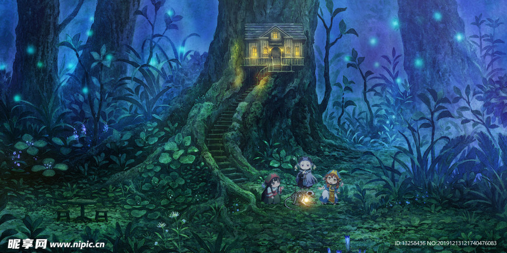 彩色 动漫 风景 插画 背景
