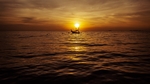 大海 夕阳 天空 海水 渔船