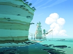 彩色 动漫 风景 插画 背景