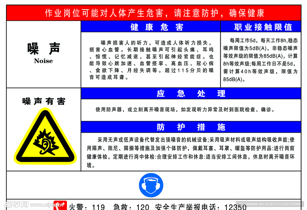 噪声危害卡