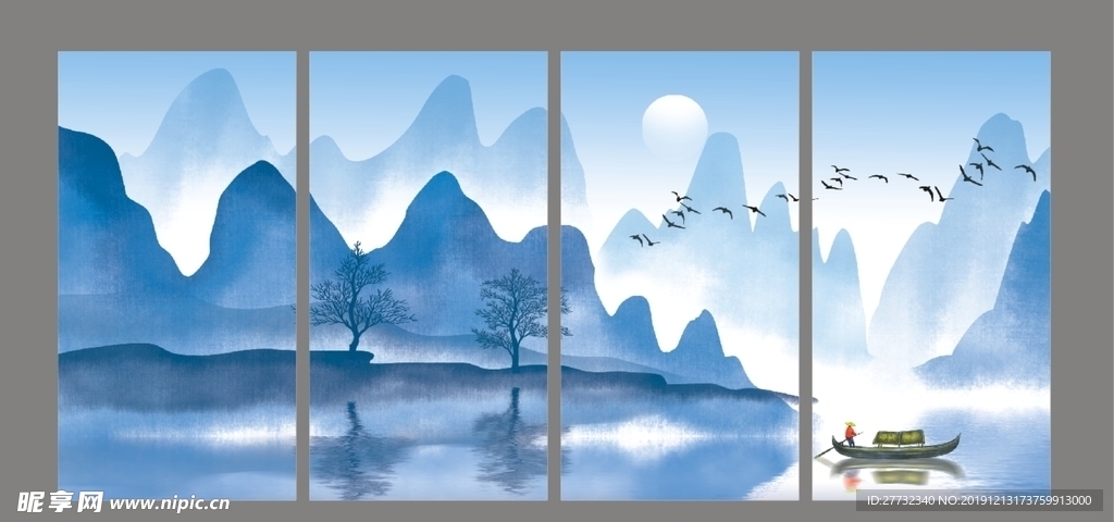 新中式山水挂屏
