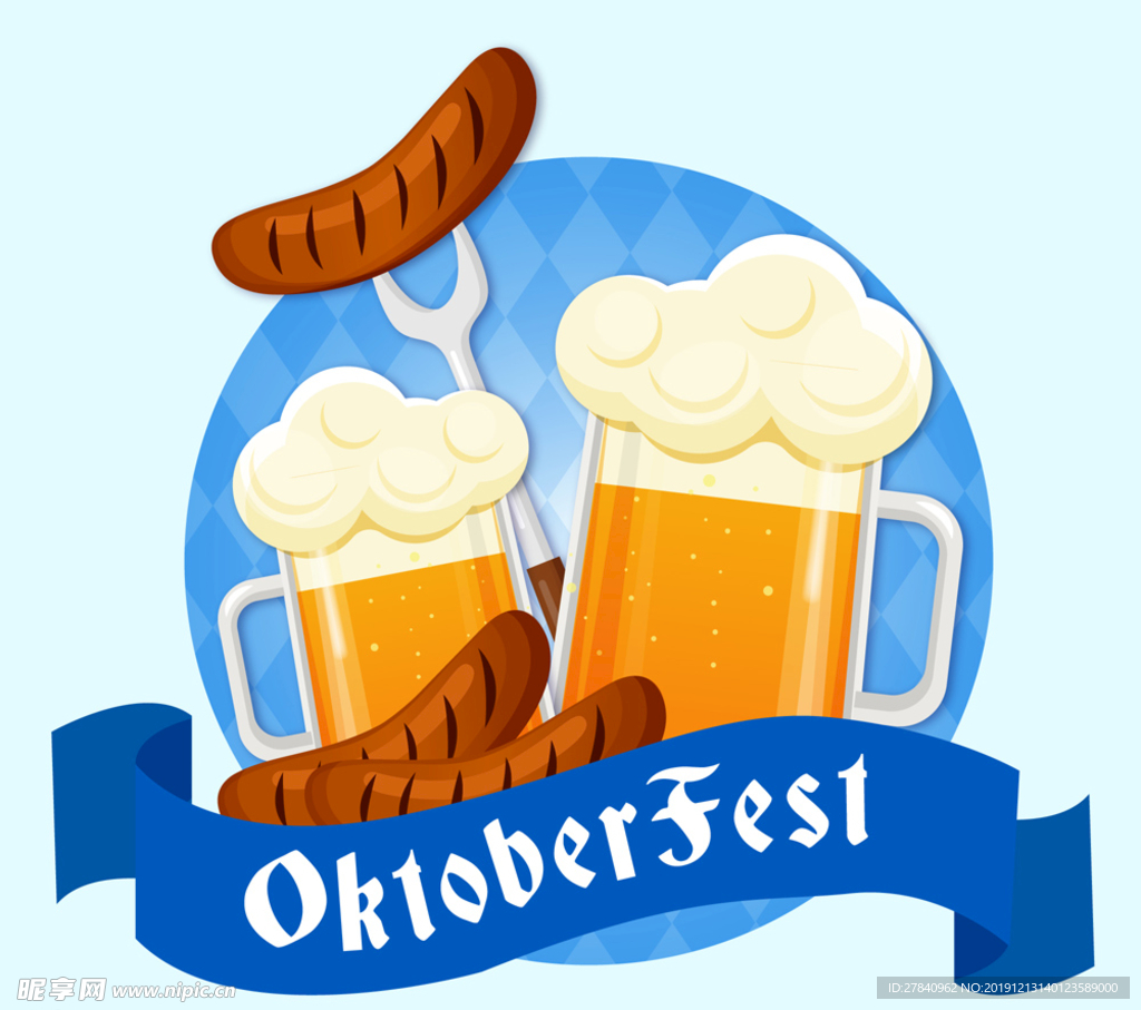 创意慕尼黑啤酒节香肠和啤酒矢量