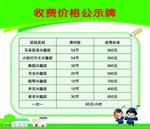 幼儿园收费公示牌