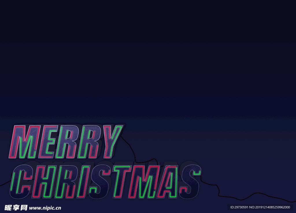 圣诞节霓虹灯发光字体效果背景