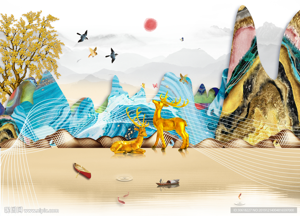 新中式装饰画背景墙