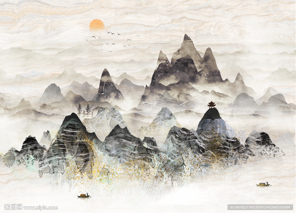 新中式装饰画背景墙